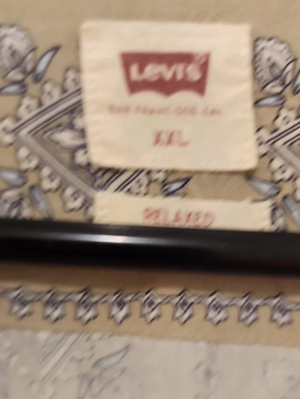 Levi's Beige Short-Sleeve Button-Down with Blue Print